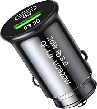 USB C Car Charger 40W PD Fast USB and QC 4.0 Dual Port Car Charger Cigarette Lighter Compatible with iPhone 15Pro/14/13 Samsung S24/S23/S22 and more