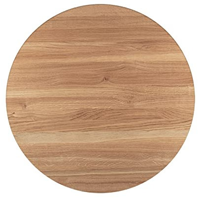 Rikmani Massivholzplatte Rund Esszimmertisch Couchtisch Beistelltisch Eiche Tischplatte Naturholz Universal Esstisch Küche Eichenplatte Holzplatte 80 cm hell abgerundet