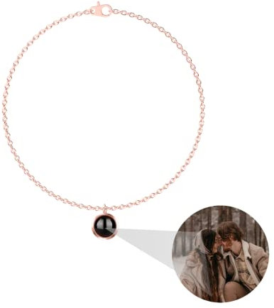 Liskanap Personalisiertes Foto Projektions Armband Ich liebe dich Armband 100 Sprachen für Damen Herren Projektion Bild-Kreis-Charme Denkmal der Liebe Muttertagsgeschenke 925 Sterling Silber RoseGold