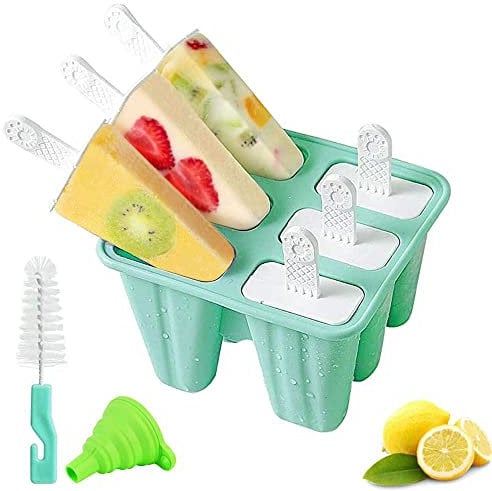 Ice Lolly Moulds with Sticks, Ventdest Food Grade Silicone Popsicle Mould, Easy to Remove Ice Cream Moulds, 6 BPA Free Ice Lolly Makers, Reusable Ice Pop Mould for Kids Adults