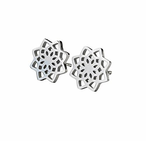 Flower ohrstecker - Silberfarben - Edelstahl - Lebensblume - Blüte - Mandala - Boho - Filigran - Geometrisch