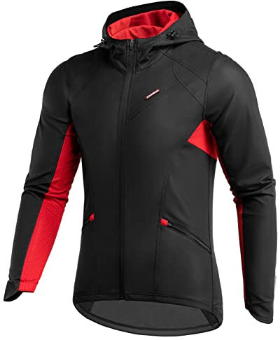 ROCKBROS Veste de Cyclisme Homme d'hiver Polaire, Veste VTT Homme Thermique Coupe-vent, Veste de Sport Respirant Chaud pour Hommes Femmes Noir XXL
