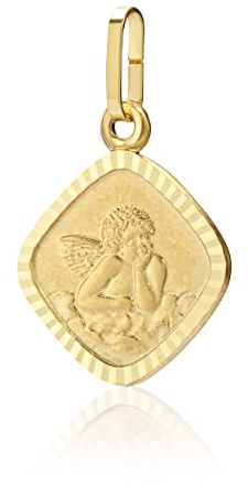 NKlaus Kettenanhänger kleiner Schutzengel 333 Gold 925 Silber 15x12mm Gravur Gott schütze Dich