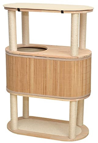 Ebi, Kratzbaum aus Bambus Tori 113 78 x 39 x 113 cm, Beige, Katze