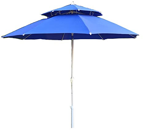 GQJNHUI 2.5M Parapluie De Plage, Parasol Extérieur Double Couche, Parapluie Pliant Commercial sans Base, Blanc/Rouge/Vert/Bleu, Parasol Ventilé Double Face (Color : Blue, Size : 250cm)