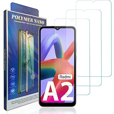 HACIEN Protector de Pantalla para Xiaomi Redmi A2, 9H Dureza Cristal Templado móviles película blindada HD película protectora 3 Piezas