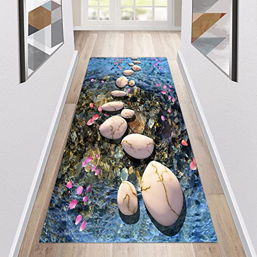 Teppich Läufer Flur rutschfest Küchenläufer Waschbar 3D Druckmuster 60X150CM Grün Korridor Teppichläufer Lang Küchenteppich Für Küche Wohnzimmer Schlafzimmer Teppichläufer Meterware Anpassbar