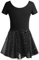 Arshiner Ballettkleidung Set Mädchen Ballettkleid Kinder Ballettanzug Ballett Trikot mit Rock Tütü mit Glitzersteinen Tanzkleid Schwarz 130/4-5 Jahre