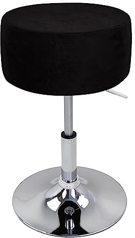 XGANGM Velvet Hockerbezug Rund Durchmesser 33.5cm H17cm Rund Barhocker Hussen Bezug stuhlhussen barhocker rund Stretch Stuhlbezug Schonbezug Protector für Home Büro Bar,Schwarz,2PCS 34x14cm