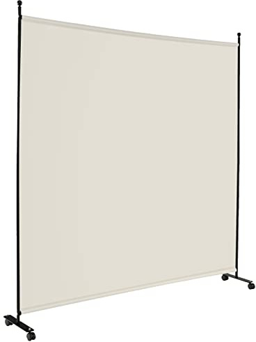 COSTWAY 184 x 184 cm Raumteiler auf Rollen, Paravent 1 teilig, Trennwand faltbar, aus Stoff, Sichtschutz für mehr Privatsphäre und Flexibilität (Beige)