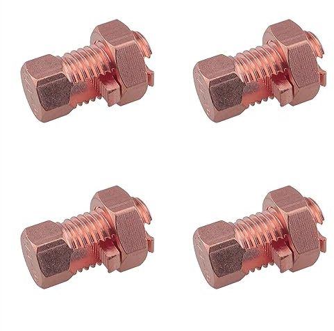 Ruiwaer 4PCS Split Bolt Connettore Morsetti di messa a terra in rame Connettore bullone spaccato resistenza superiore per completare l'incollaggio a terra a fili nudi TJ-16