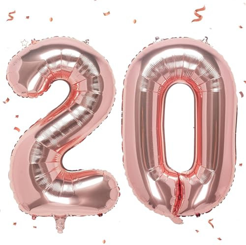 Luftballon 20. Geburtstag Roségold, XXL Riesen Roségold Folienballon 20 für Frauen,40Luftballon 20. Geburtstag,Zahlen 2 und 0 Folienballon für 20Jahre Geburtstagsdeko Jubiläum Party Dekoration
