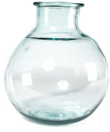 Home Vase en verre recyclé couleur vert 31 cm