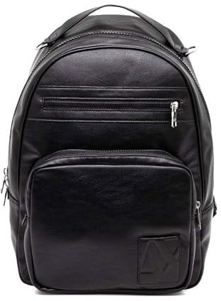 Armani Exchange Nicolas, Double Zip Pocket, Zaino Uomo, Nero, One_Size