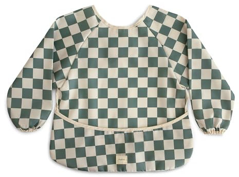 mushie Ärmellätzchen Baby Langarm | Wasserdichtes Lätzchen mit Ärmeln für Kleinkinder | Verstellbare Passform für 6-24 Monate | Farbe: Olive