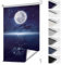 smartdemo Verdunklungsrollo ohne Bohren & mit Bohren, Blau 75x130cm(BxH), Klemmrollo Fensterrollo Leuchtsterne und Mond, Thermorollo Sichtschutz und Sonnenchutz, Klemmrollo rollos für Fenster