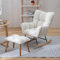 Mid-Century Modern Teddy-gepolsterter Schaukelstuhl mit Hocker, Sessel für Erwachsene – ideal für Wohnzimmer, Schlafzimmer und Lesen – getuftet, Stoff, Komfort-Design 45HaoAMZ