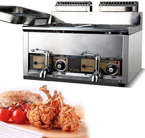 Gas Deep Fryer Electric Modern Deep Fryer Stainless Steel 20 Liters 25 Liters 40 Liters Oil Fryers, with Temperature Setting View Window, Stainless Steel, for Kitchen, Thermostat 50-230°C