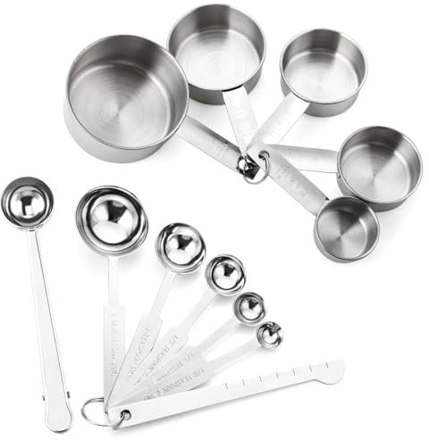 cuillere doseuse et Tasses à mesurer en measuring cups ,5 Cuillères à Mesurer,5 Tasses à Mesurer, Scoop avec Clip, 12PCS,Règle de Mesure, Doseurs Cuisine pour Sec et Liquide ingrédients