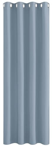 PONY DANCE Blackout Curtain with Eyelet - Thermal Insulated Noise Reducing Curtain for living Room Vintage Blue Sunlight Blocking Privacy Window Treatment Single Panel, 52x84 Inch Drop, 1 Piece