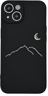 E-vvon Studio iPhone 14 Case, Cute Simple Matching Nature Design, Unique Hand-drawn Art, Soft Protective Cover for Couples Friends Men Women Kids (Black)