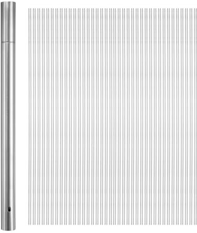 QUARKZMAN 100Pcs Brochettes en Métal 40cm x 2,8mm en Acier Inoxydable, Réutilisables, pour Barbecue, Grillades, avec Tube de Rangement pour Viande, Crevettes, Fruits et Légumes