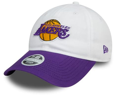 New Era 9TWENTY L.A. Lakers - Cappellino da baseball da donna, con corona bianca NBA, colore: Bianco/Viola, Bianco-Viola, Taglia unica