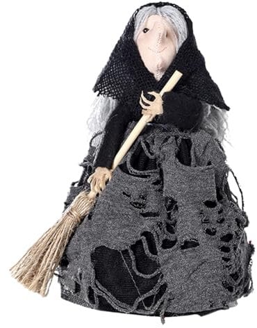 Holdes Witch Broom, Wizard Scary Decoration, Horror Broom Doll, Halloween Decoration | Vivid Halloween Decoration on Broom - Handmade Halloween Doll, Realistic