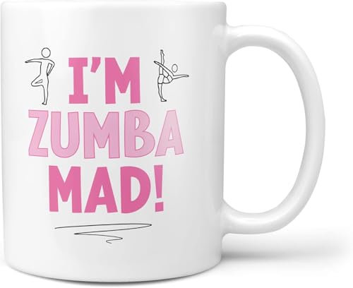 kisoyo Keramik-Kaffeetasse mit der Aufschrift I'm Zumba Mad, lustige Geschenkidee für Zumba-Liebhaber, Lehrer, 325 ml