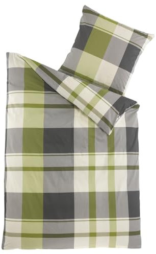 Carpe Sonno Karierte Bettwäsche 135x200 Renforce Bettwaren 100% Baumwolle - Bettbezug mit Reißverschluss - Sommer Bettbezüge Bettgarnitur kühle Sommerbettwäsche Bettzeug Grün Karo
