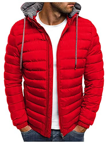 callmo Winterjacke Herren Steppjacke mit Kapuze Warm Jacke Leichte Daunenjacke Winter Herrenjacken mit Kordelzug und Taschen Kapuzenjacke Casual Puffer Jacket Basic Übergangsjacke Einfarbig