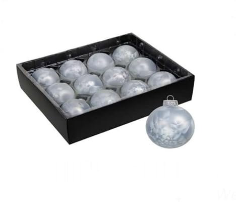 12 STK Weihnachtskugeln Weiss EIS Finish o5420 Ice Ornamente klar eisig frostig Grosse Kugeln Christbaumschmuck Weihnachtsschmuck Anhänger 6cm Weihnachtsdeko Christbaum Glaskugeln