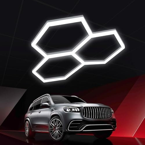 Lampe LED hexagone,plafonnier LED nid d'abeille,Lampe de Garage hexagonale,eclairage led garage,neon led garage,Plafonnier LED en Nid d'abeille,lampe atelier,tube led,reglette led garage,1 à 8 Trous a