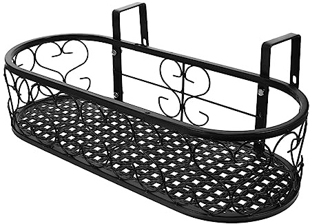 Yardwe Geländer Blumentopfständer aus Eisen mit Haken Hängender Pflanzenhalter für Balkon und Garten Rostfreier Bonsai Pflanzenständer Dekoratives Pflanzenregal
