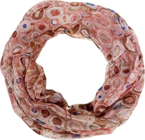 Jeamis Kreis Seide Loop Farbverlauf Frühling Rundschal Rainbow Unisex Sommer Leicht Schal Stola Dots (2025B Rot)