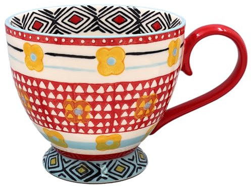 Lesser & Pavey Hand Painted Footed Mug for Home & Kitchen | Newly Designed Mugs for Tea & Coffee | Lovely Cup for Mens Gifts & Birthday Gifts for Women, Orange