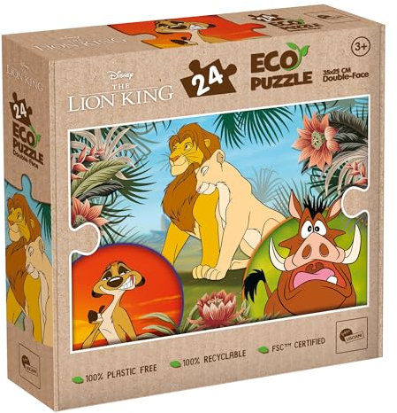Lisciani - Puzzle Disney DER KÖNIG DER LÖWEN - 24 Teile - Doppelseitig für Kinder ab 3 Jahren - Rückseite zum Ausmalen - Format 25x35 cm - 100% Recycelbar - Lernspiel - Geschenkidee - Lion King