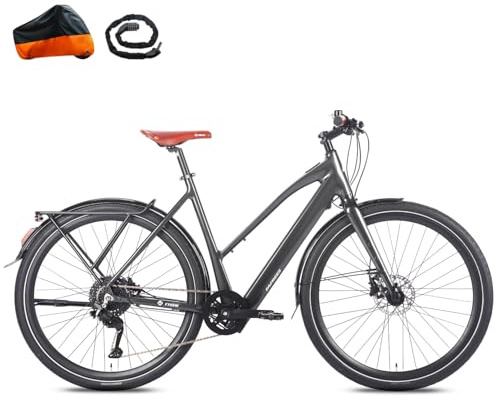 Fafrees F700 E Bike 28 Zoll, Elektrofahrrad 250W 25km/h, Ebike Herren 10Ah Akku, City E-Bike Damen Drehmomentsensoren, Pedelec Hydraulische Scheibenbremsen, Reichweite 100km (W, Schwarz)