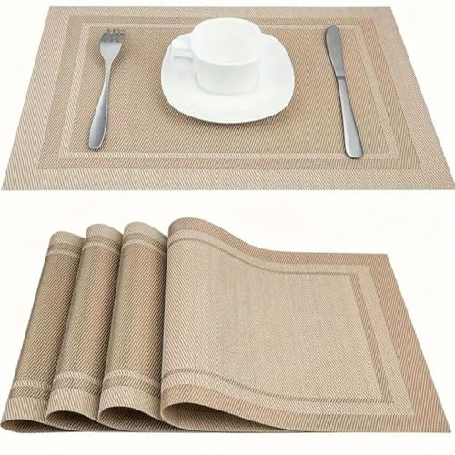 LYNXSD - 6 pcs Dessous de Table, sous Plat de Table, Dessous Assiette, Set de Table antidérapant, Dessous de Verre, Élégance & Praticité, pour Sublimer Votre Table à Manger (Beige)