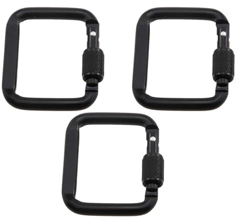 MDXing 3PCS Square Climbing Buckle with Nut Locking Chain Buckle Quick Connect Loop Heavy Duty Hook Metal Keychain For Outdoor Camping Fishing Hiking