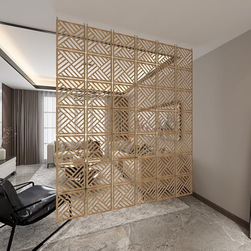 Hängender Raumteiler, Raumteiler Zaunfeld, Trennwand klappbar, Leinen Optik, Holzrahmen, Sichtschutz Hängend für Innendekoration Wohnzimmer Esszimmer Schlafzimmer Bar(Wood color-30pcs)