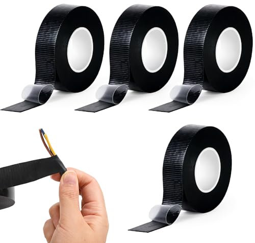 XINFAQAQ Selbstverschweißendes Isolierband 4.5M 19 x 0.8mm Lsolierband Wasserdichtes Klebeband Vulkanisierband für Schlauch Zum Isolieren und Abdichten von Kabeln und für Notreparaturen (4 Stück)
