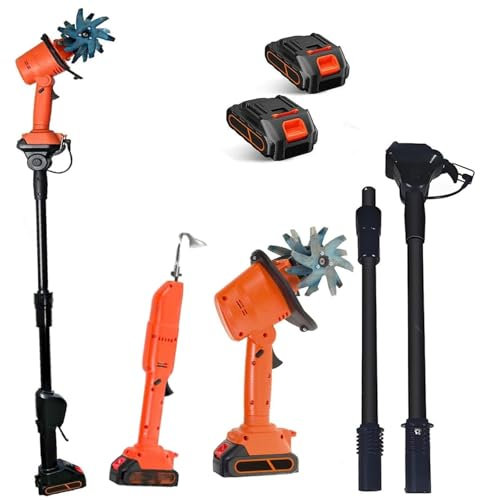 Fresatrice elettrica da giardino, mini zappa elettrica da scavo, piccola fresa da giardino con batteria al litio ricaricabile e asta telescopica, profondità di lavoro di 10 cm, larghezza di fresatura