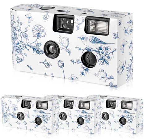 4 Pack Disposable Camera for Wedding Bulk with 17 Photos, 35 mm Single Use Camera Bulk with Flash Wide-Angle Lens for Bride Gathering Wedding Travel