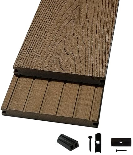 Terrassendielen WPC Komplettset Massivdiele WoodoMalta (18 x 146 mm, 2,4 m) braun (Braun, 12 m²)