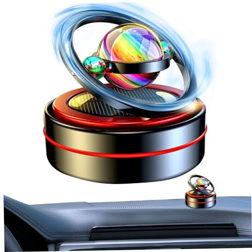 Solar Rotating Car Diffuser Aromatherapy Air Freshener Dashboard Ornament with 6 Aroma Tablets Solar Powered Car Air Purifier Freshener for Vehicle Home Office for Women Men Black