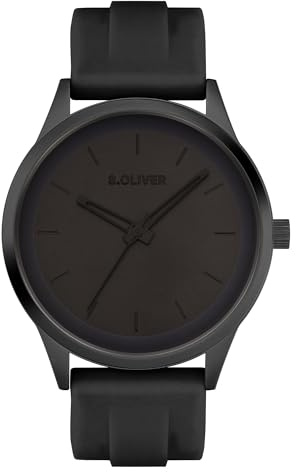 s.Oliver Herrenuhr mit Silikonband - 44 mm - Unisex Silikonuhr für Herren - analoge Armbanduhr mit Quarzwerk - hoher 3 ATM wasserdicht - Kratzfest