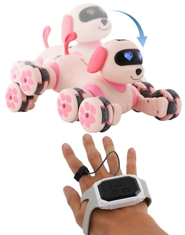 chennnls Jouet robot pour chien à 8 roues avec télécommande et contrôle gestuel pour enfants à partir de 8 ans, mode danse, capacité d'escalade, jouet éducatif et animal de compagnie interactif