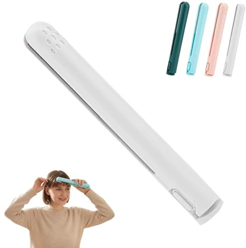 2 in 1 Mini Curling Iron for Short Hair, Portable USB Cordless Straightener Curler, Travel Flat Iron with Ceramic Heating for Fringes, Bangs & On-The-Go Styling (White Pro)