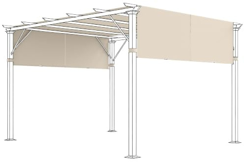 Outsunny Toiles de Rechange Pergola Rétractable 4,9x1,2m Kaki Clair